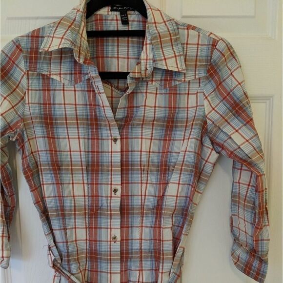 Fang Plaid Long with Tie and 3/4 sleeve Medium - Picture 5 of 6